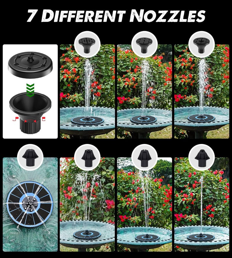 Yzert Solar Fountain Glass Panel with 2200 mah Battery, 3.5W Floating Solar Water Fountain with 4 Fixed Rods, Solar Pump for Bird Bath, Garden, Pond, Pool, Outdoor (Blue Panel White Lights) - Image 3